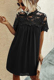 Bonnyshow Chiffon Lace Solid Color Mini Dress