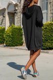 Bonnyshow Hooded Solid Knee Length Dress