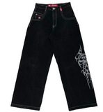 Bonnyshow Street Hip Hop Retro Y2k Fashion Casual Loose Big Pocket Jeans Harajuku High Waist Straight Leg Wide Leg Trousers Baggy Pants
