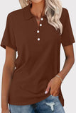 Bonnyshow Casual Simplicity Solid Buckle Turndown Collar T-Shirts