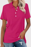 Bonnyshow Casual Simplicity Solid Buckle Turndown Collar T-Shirts