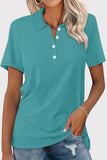 Bonnyshow Casual Simplicity Solid Buckle Turndown Collar T-Shirts