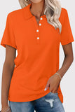 Bonnyshow Casual Simplicity Solid Buckle Turndown Collar T-Shirts