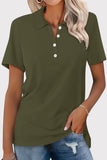 Bonnyshow Casual Simplicity Solid Buckle Turndown Collar T-Shirts