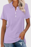 Bonnyshow Casual Simplicity Solid Buckle Turndown Collar T-Shirts