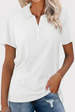 Bonnyshow Casual Simplicity Solid Buckle Turndown Collar T-Shirts