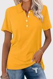 Bonnyshow Casual Simplicity Solid Buckle Turndown Collar T-Shirts