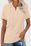 Bonnyshow Casual Simplicity Solid Buckle Turndown Collar T-Shirts