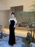 Bonnyshow Off The Shoulder Black Prom Dress