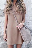 Bonnyshow V-neck Solid Color Casual Dress