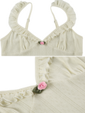 Bonnyshow Ethel Ruffle Trim Knit Crop Top