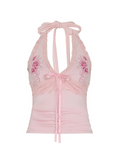 Bonnyshow Dilynn Lace Detail Halter Top