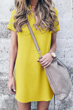 Bonnyshow V-neck Solid Color Casual Dress