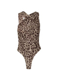 Bonnyshow Posey Leopard Print Slant Bodysuit
