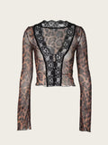 Bonnyshow Wednesday Leopard Lace Mesh Top