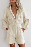 Bonnyshow Long-sleeved Waisted Single-breasted Loose Jumpsuit