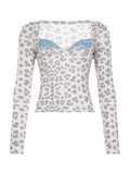 Bonnyshow Joud Lace Leopard Square Neck Top