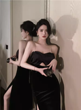 Bonnyshow Sexy Black Backless Dress