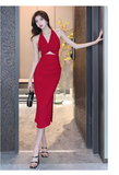 Bonnyshow Women's twist halter neck dress