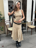 Bonnyshow  Polka Dot Y2K Skirt 2 Piece Set Women's Sleeveless Tank Top Fashion Irregular A-Line Skirt Slim Suit Summer Casual Outfit