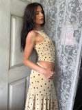 Bonnyshow  Polka Dot Y2K Skirt 2 Piece Set Women's Sleeveless Tank Top Fashion Irregular A-Line Skirt Slim Suit Summer Casual Outfit