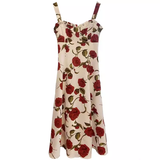 Bonnyshow women's spring rose suspender dress