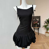 Bonnyshow Balletcore Aesthetic Pleated Dress