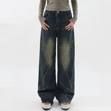 Bonnyshow Brown Star Rivet Jeans