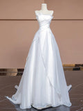 Bonnyshow Aesthetic Ball Gown Strapless White Long Wedding Dresses Brides Dress S3804