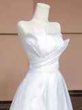 Bonnyshow Aesthetic Ball Gown Strapless White Long Wedding Dresses Brides Dress S3804