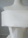 Bonnyshow Aesthetic Ball Gown Strapless Ivory Satin Long Wedding Dresses Brides Dress S3805