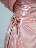 Bonnyshow Sexy A Line Off The Shoulder Sequin Pink Long Prom Dresses Evening Gowns S3813