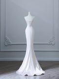 Bonnyshow Unique Mermaid Strapless Long Wedding Dresses With Sleeves Brides Dress S3816