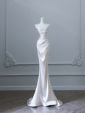 Bonnyshow Unique Mermaid Strapless Long Wedding Dresses With Sleeves Brides Dress S3816