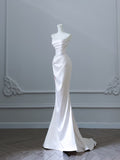 Bonnyshow Unique Mermaid Strapless Long Wedding Dresses With Sleeves Brides Dress S3816