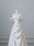 Bonnyshow Unique Mermaid Strapless Long Wedding Dresses With Short Sleeves Brides Dress S3817