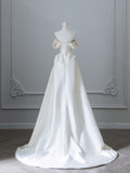 Bonnyshow Unique Mermaid Strapless Long Wedding Dresses With Short Sleeves Brides Dress S3817