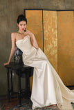Bonnyshow Unique Mermaid Off The Shoulder Ivory Long Wedding Dresses With Short Sleeves Brides Dress S3824