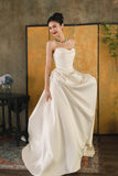 Bonnyshow Unique Mermaid Off The Shoulder Ivory Long Wedding Dresses With Short Sleeves Brides Dress S3824