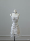 Bonnyshow Unique Sheath Spaghetti Straps Silver Wedding Dresses Brides Dress S3827