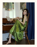 Bonnyshow Green V-neck suspender dress