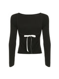 Bonnyshow Elisabet Bow Backless Long Sleeve Top