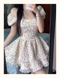 Bonnyshow Floral dress with hollow bow on the back Princess Tutu Dress  YM1506