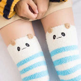 Bonnyshow Winter Warm Coral Fleece Long thigh high Socks Girls Women Animal Modeling Stockings Striped Cute Knee Socks medias de mujer