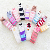 Bonnyshow Winter Warm Coral Fleece Long thigh high Socks Girls Women Animal Modeling Stockings Striped Cute Knee Socks medias de mujer