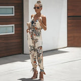 Bonnyshow 80% HOT SALES！！！Women Summer Sexy Backless Casual Deep-V Floral Print Strappy Jumpsuits Romper