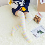 Bonnyshow Winter Warm Coral Fleece Long thigh high Socks Girls Women Animal Modeling Stockings Striped Cute Knee Socks medias de mujer