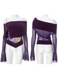 Bonnyshow Jesse One-Shoulder Trumpet Sleeve Top