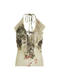 Bonnyshow Kamdyn Lotus Leaf Backless Halter Top