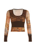 Bonnyshow Kelise Renaissance Print Long Sleeve Top